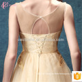 Bling Elegant Golden Short Chiffon Appliqued Plus Size Evening Dress para Mulheres